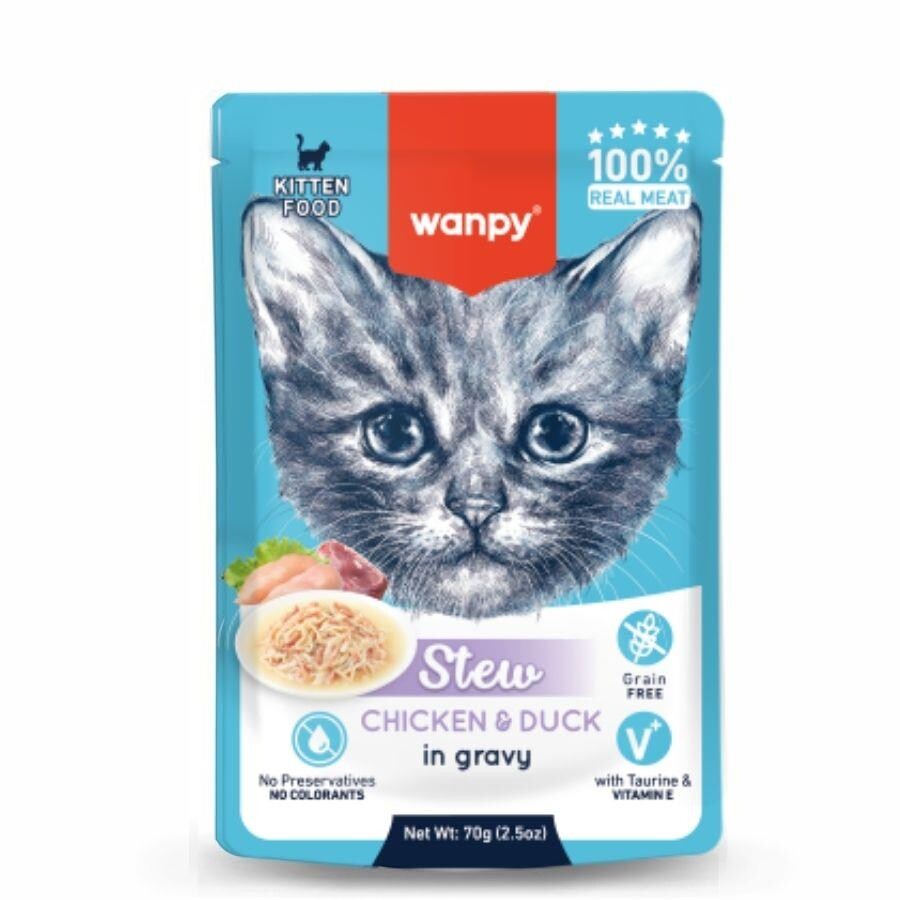Wanpy Stew Gravy Pouch Tavuklu Ve Ördekli Yavru Yaş Kedi Maması 70 GR | SRC: Barcode: 6907749853305